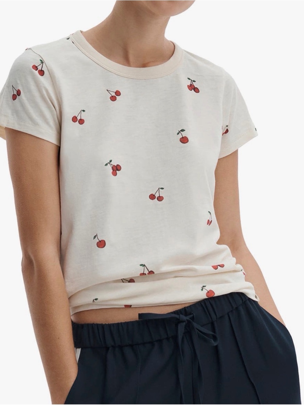 Rag & Bone Cherry Print Cotton Tee Shirt